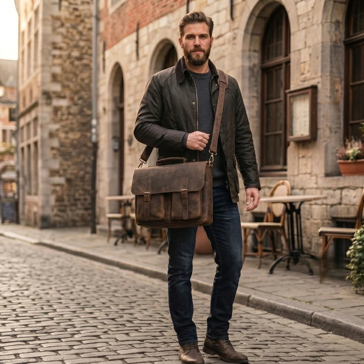 Austin Buffalo Hunter Leather Messenger Bag
