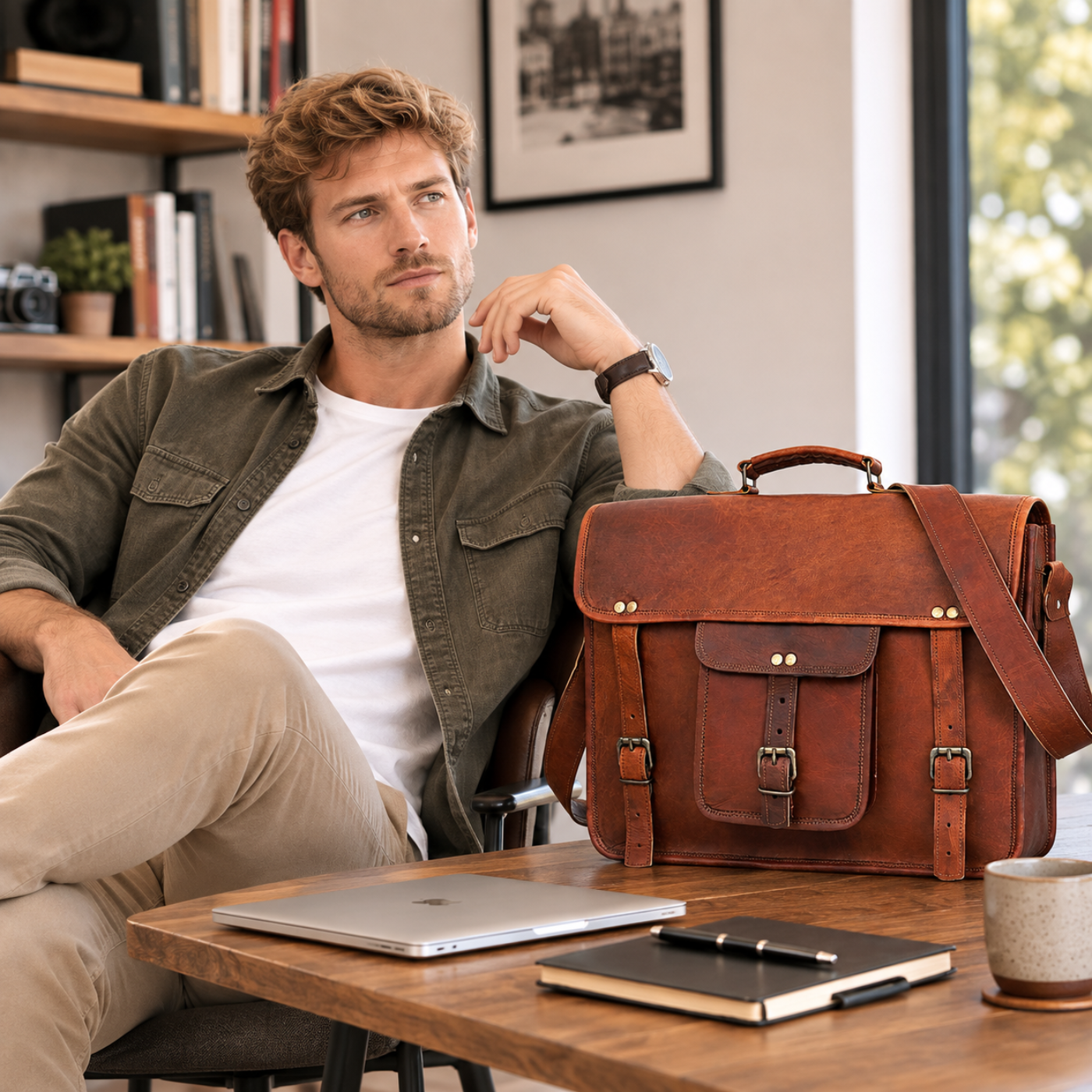 Berkeley Leather Crossbody Messenger Bag