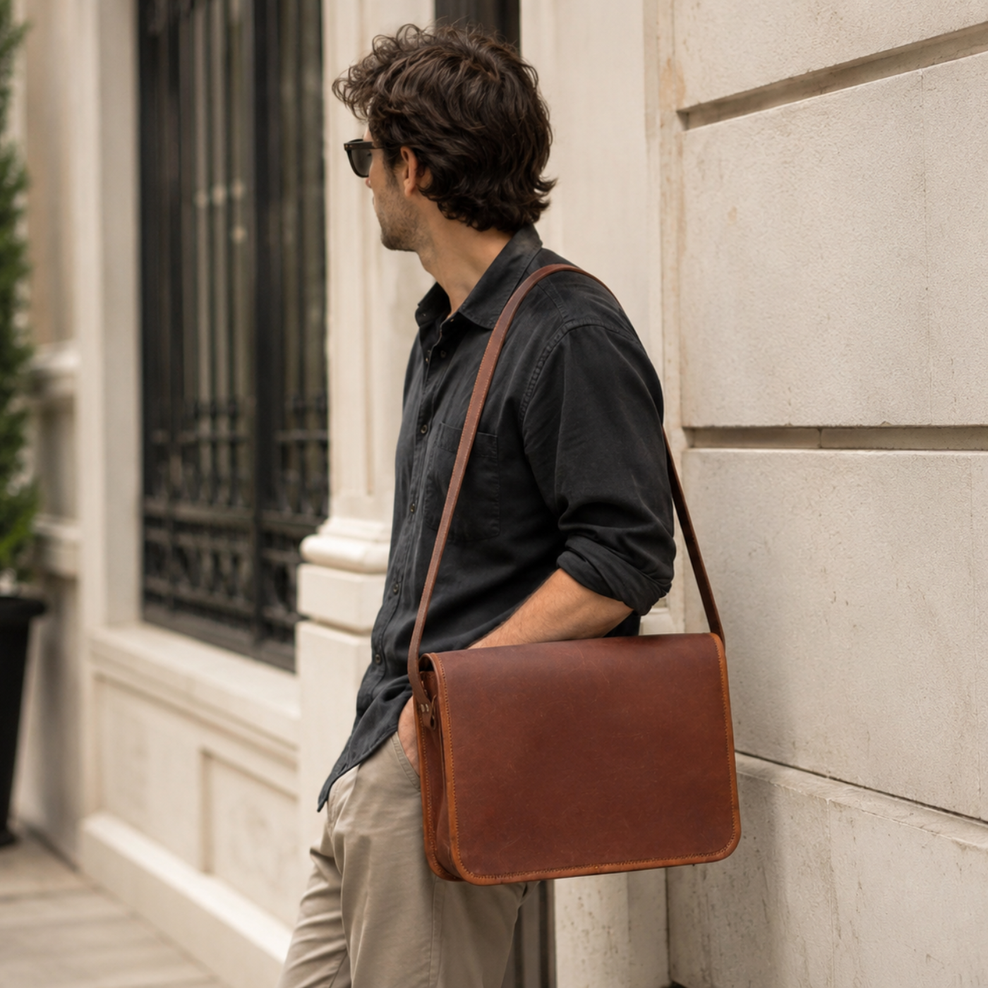 Ozarks Leather Crossbody Messenger Bag