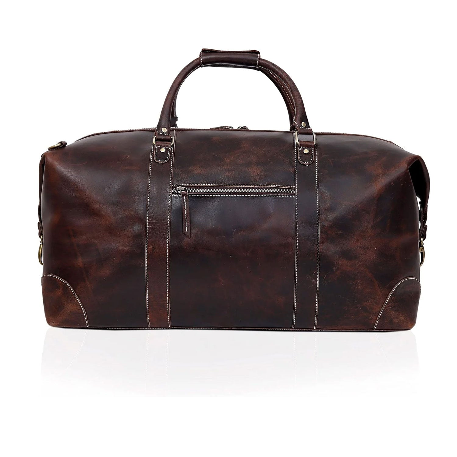 Voyager Buffalo Leather Travel Duffel Bag - Retro Brown