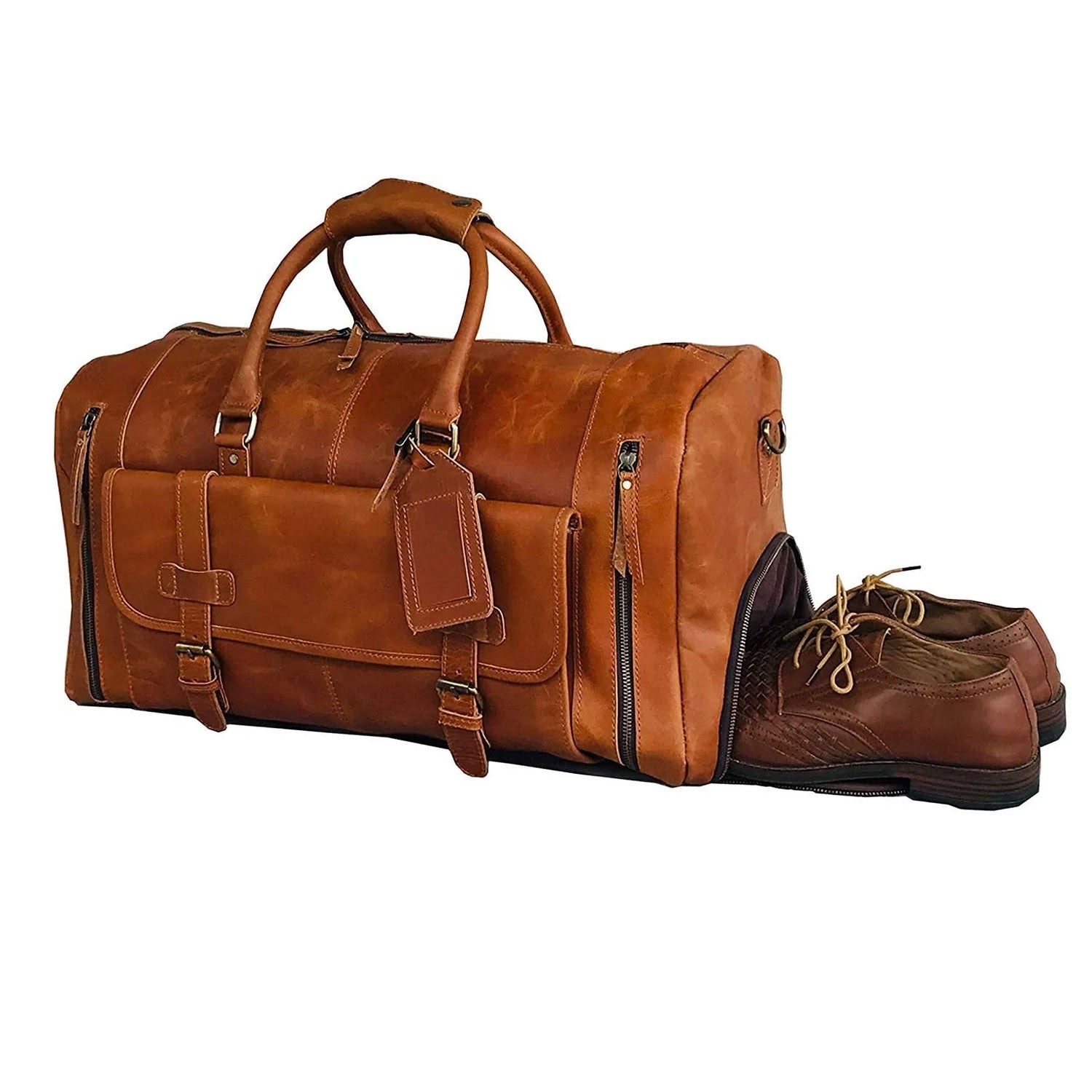 Denali Tan Shoe Leather Duffle Bag for Men
