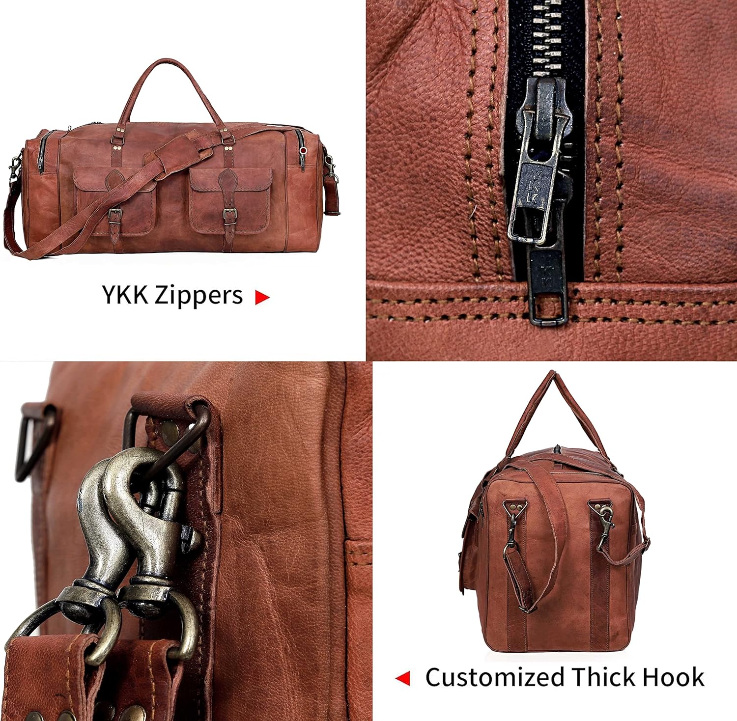 Premium Leather Men's Duffel Bag: Your Ideal Travel Companion for Sports, Weekends, and More - Vintage Leather Duffel