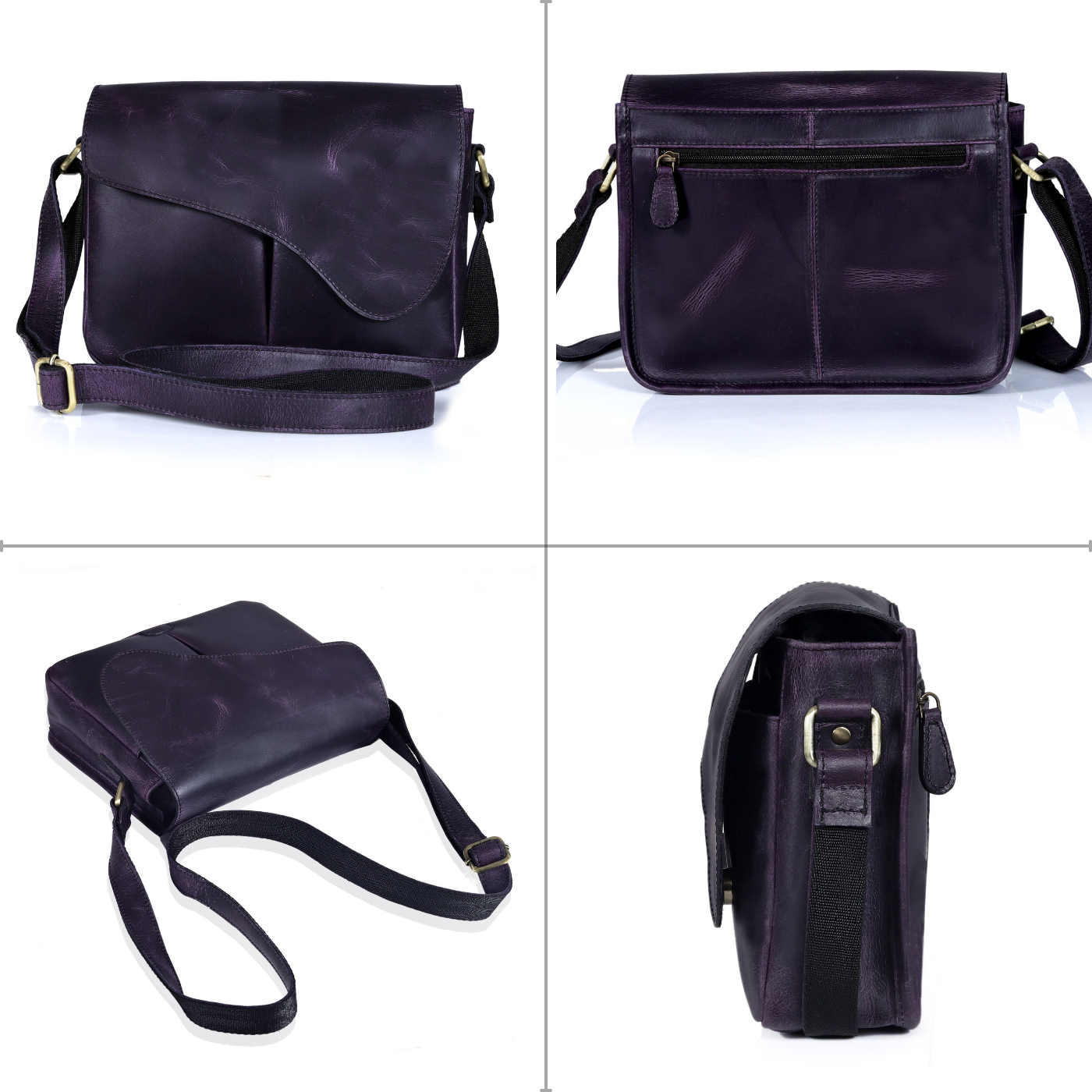 Chic Purple Leather Crossbody Bag