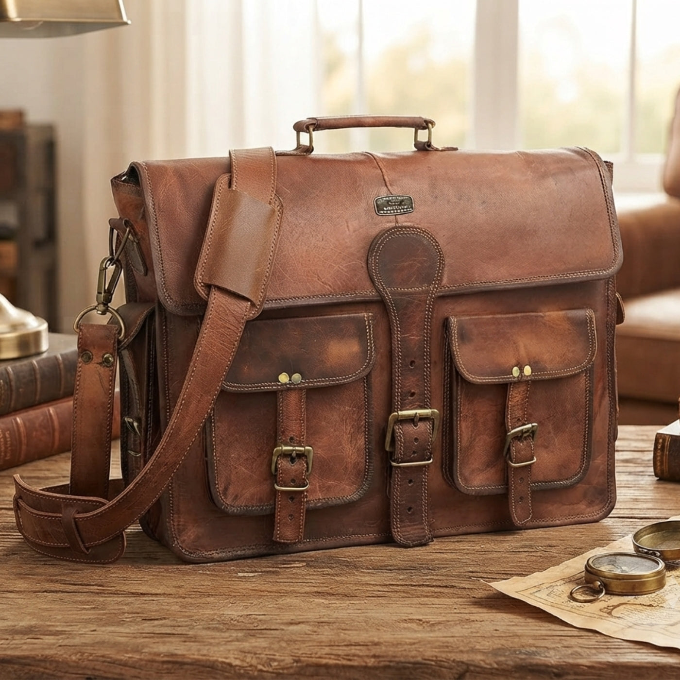 Cooper Vintage Goat Leather Messenger Bag