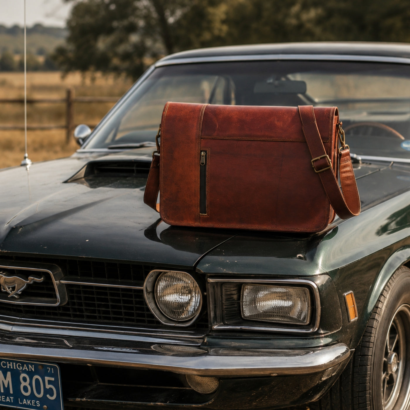Vintage Leather Satchel Messenger Bag