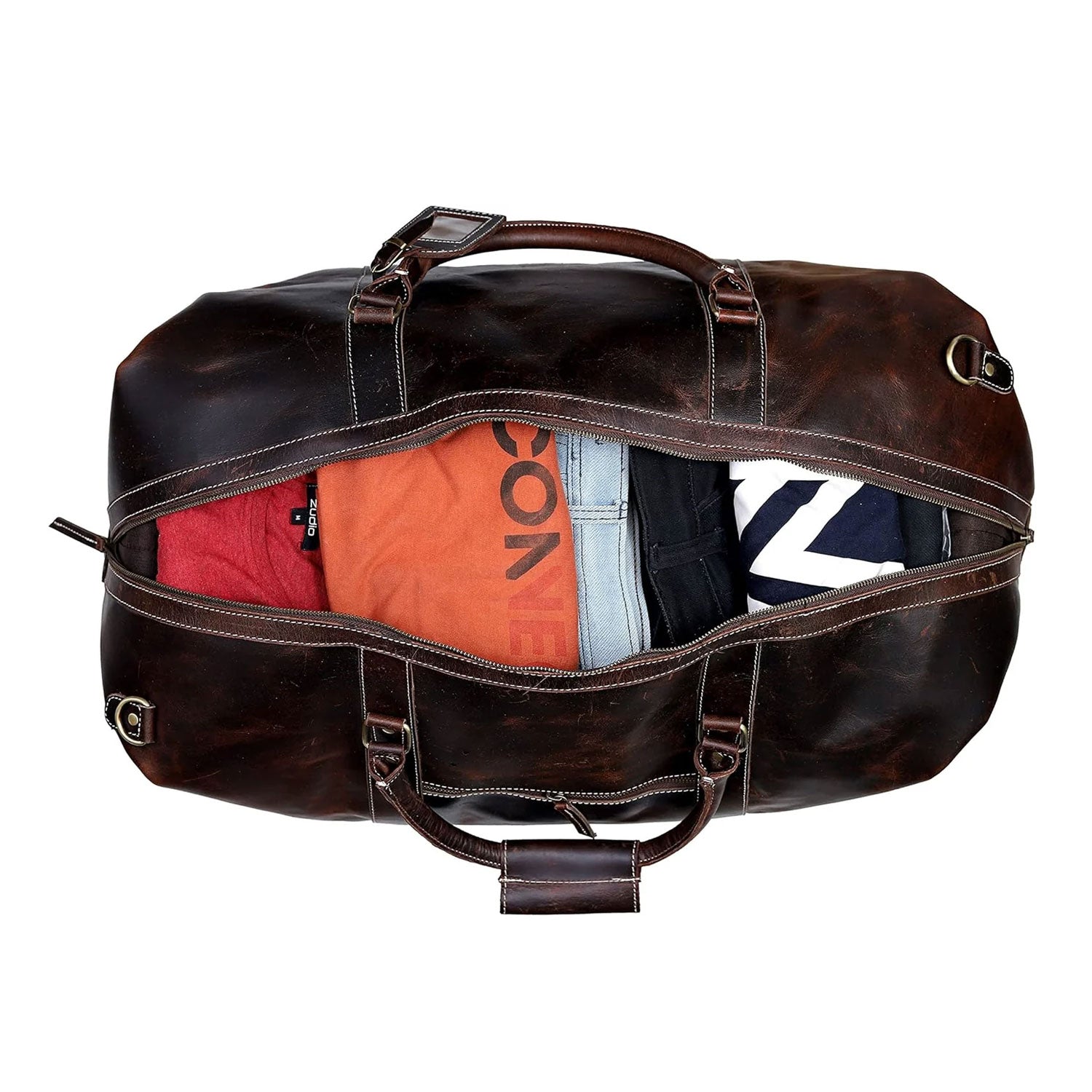 Voyager Buffalo Leather Travel Duffel Bag - Retro Brown