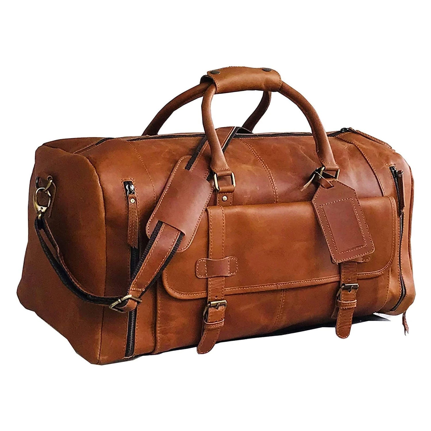 Denali Tan Shoe Leather Duffle Bag for Men