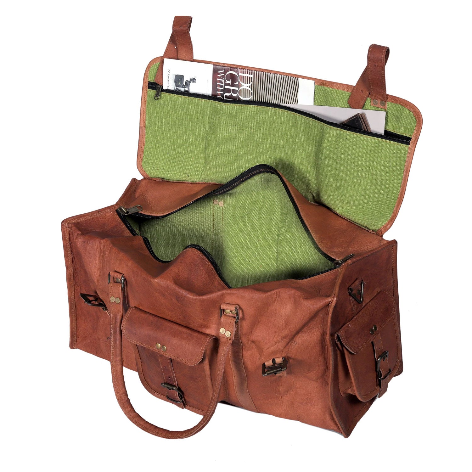 Aspen Leather Weekender Flap Duffle Bag