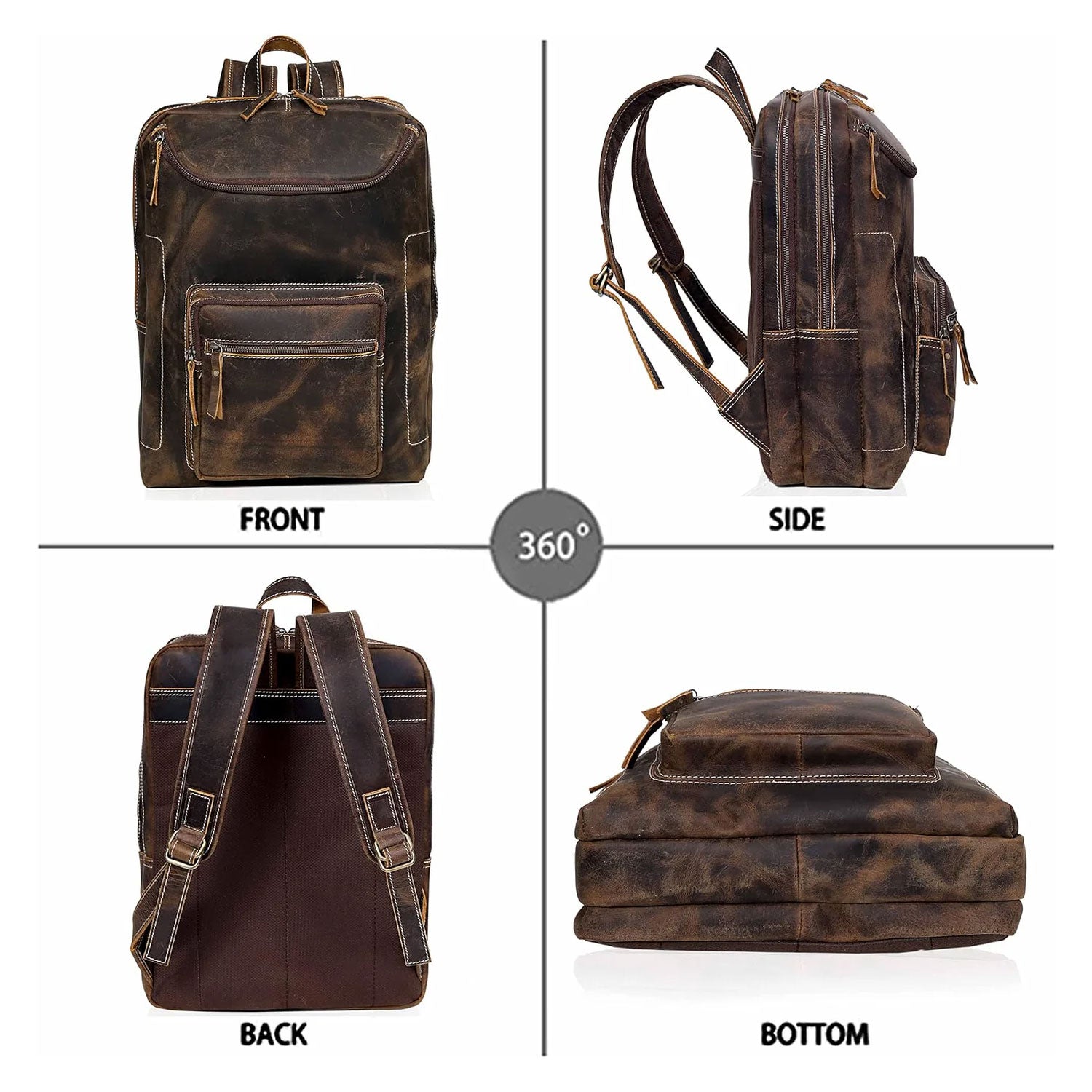 Portland Leather Laptop Backpack - Vintage Brown