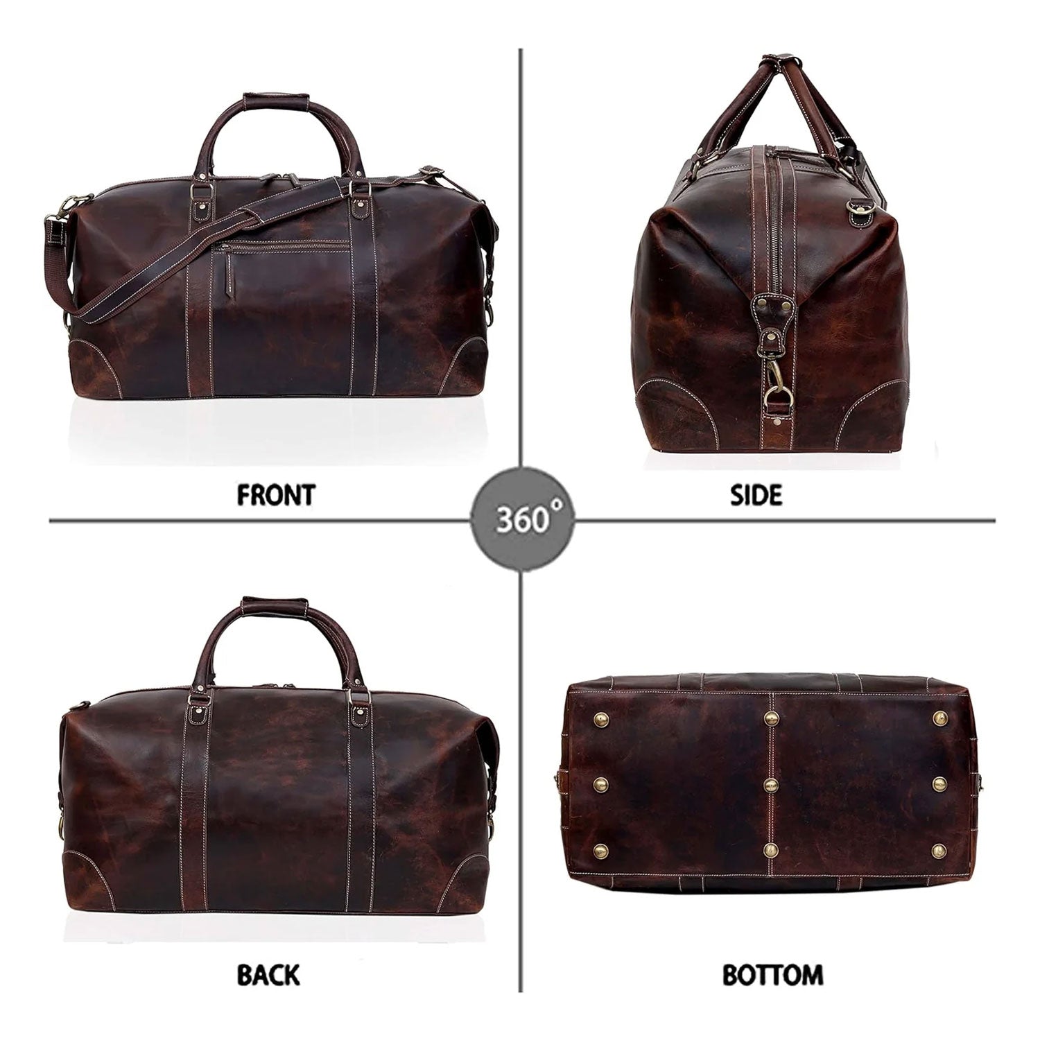 Voyager Buffalo Leather Travel Duffel Bag - Retro Brown