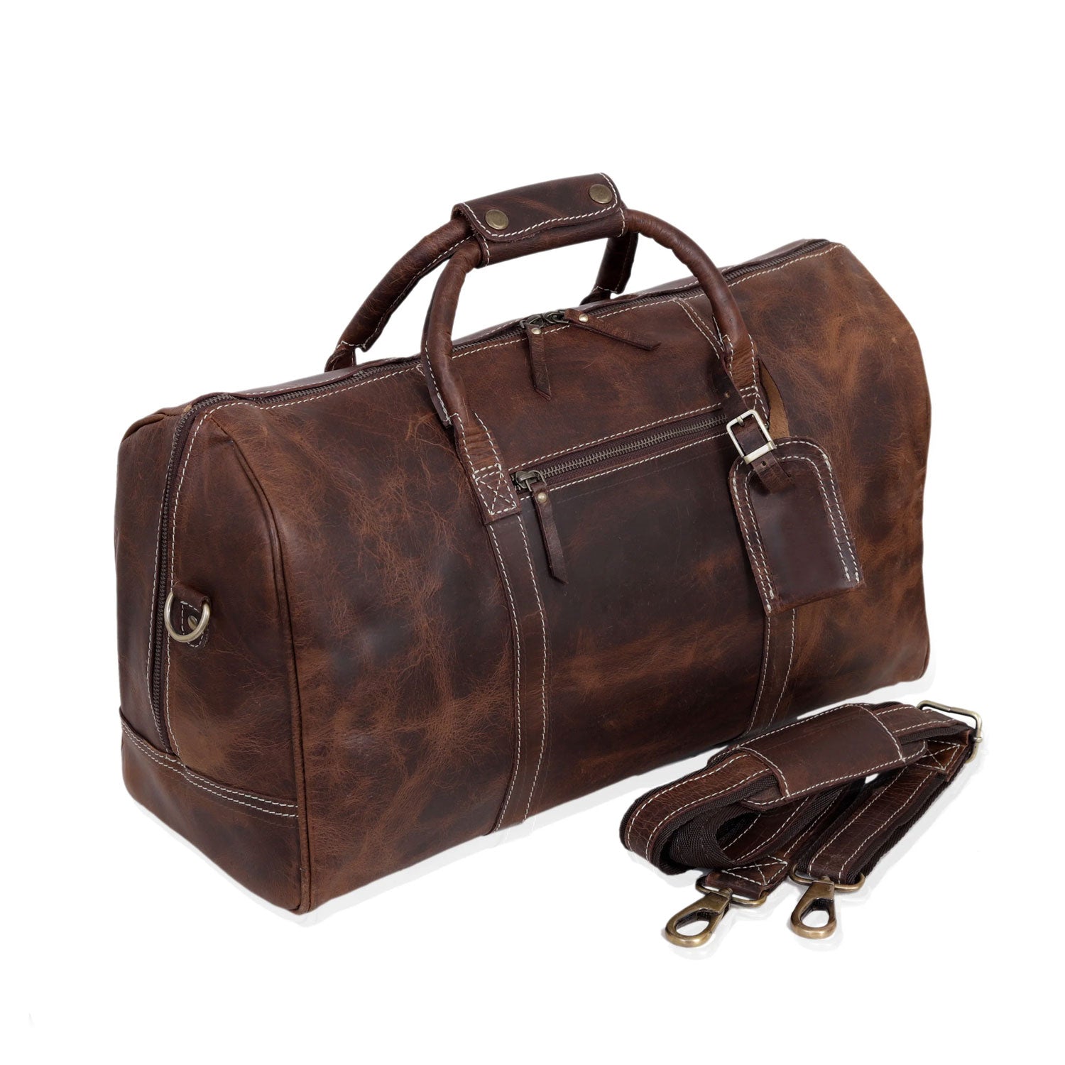 Roosevelt Brown Buffalo Leather Duffle Bag