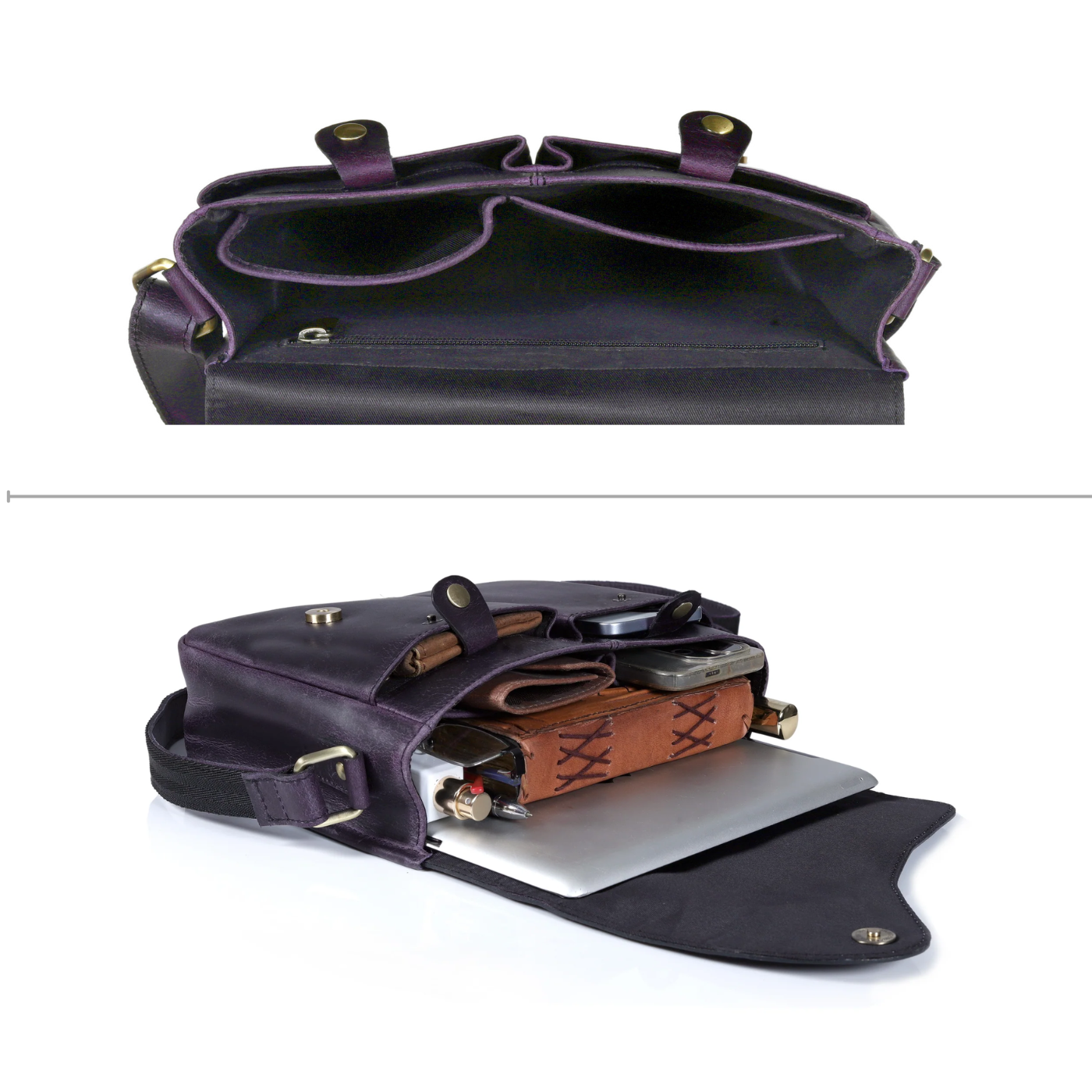 Chic Purple Leather Crossbody Bag