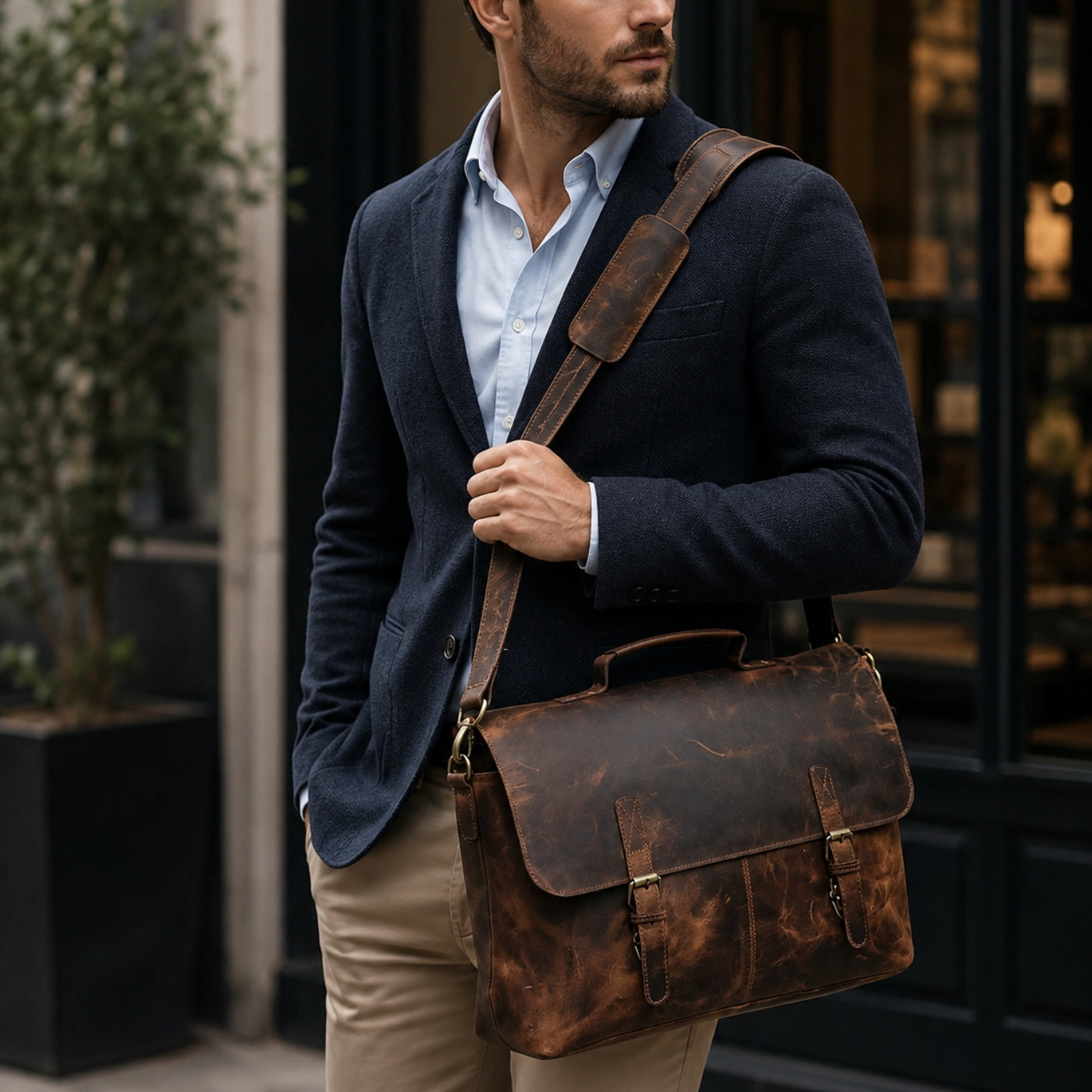 Easton Leather Messenger Bag