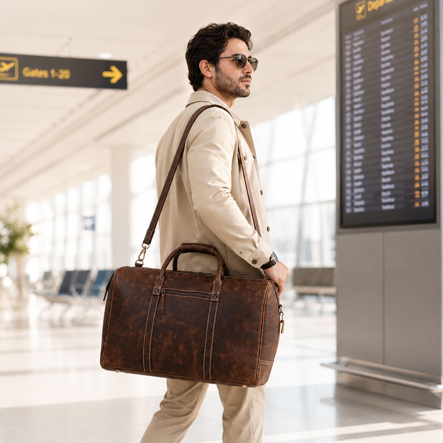 Roosevelt Brown Buffalo Leather Duffle Bag