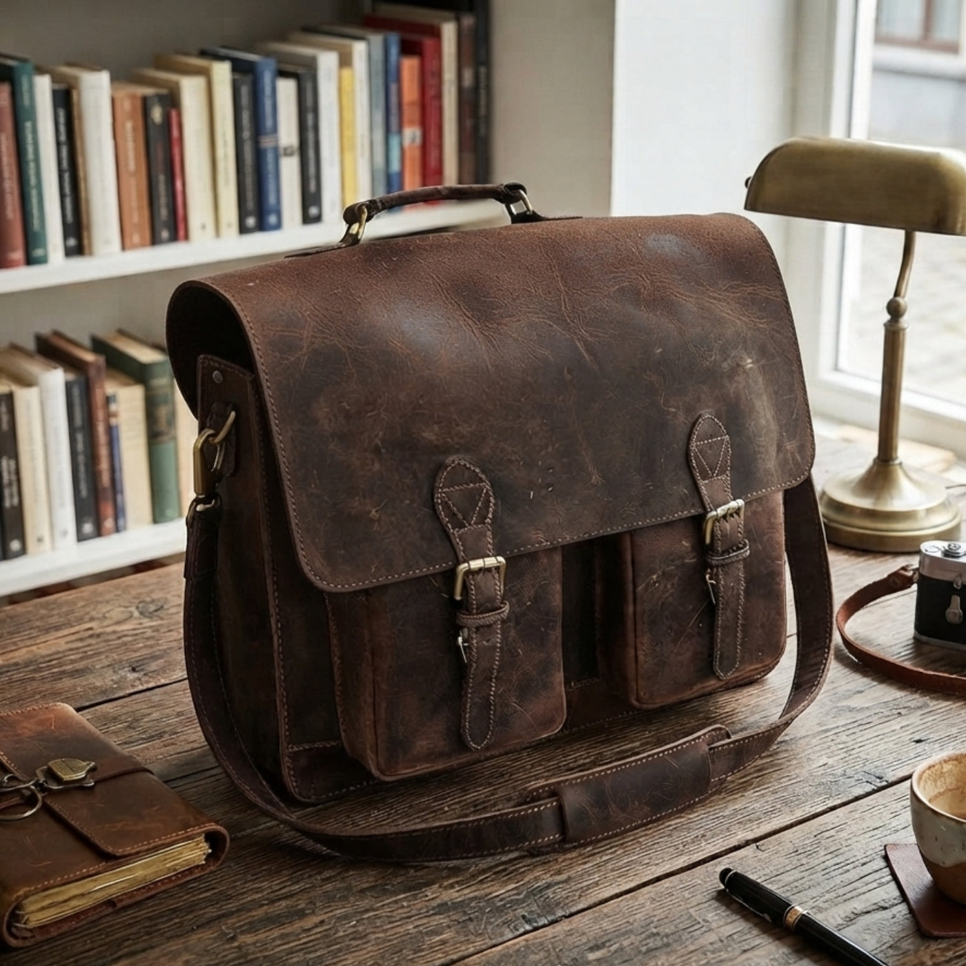 Ashford Buffalo Leather Messenger Bag