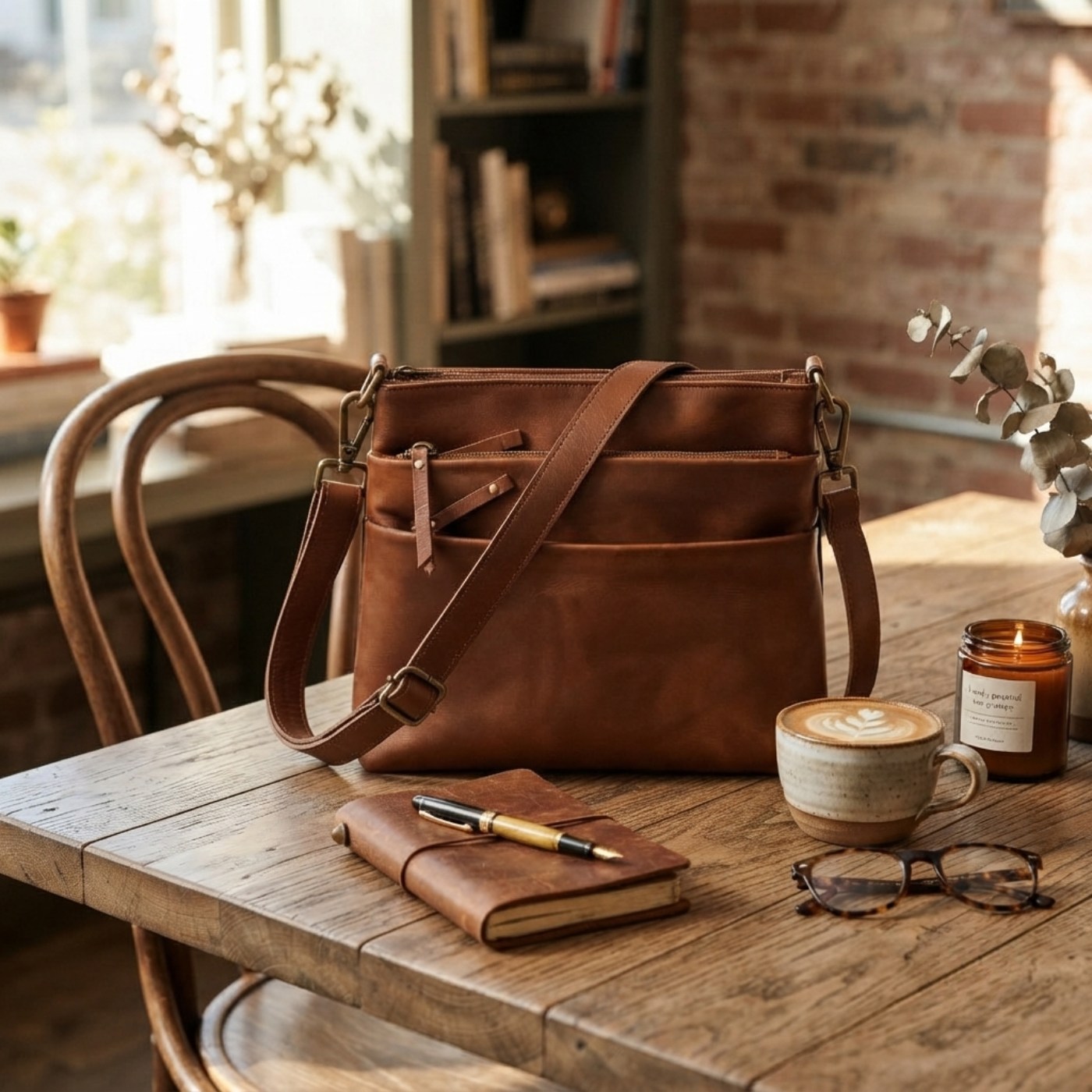 Bailey Tan Leather Crossbody Bag