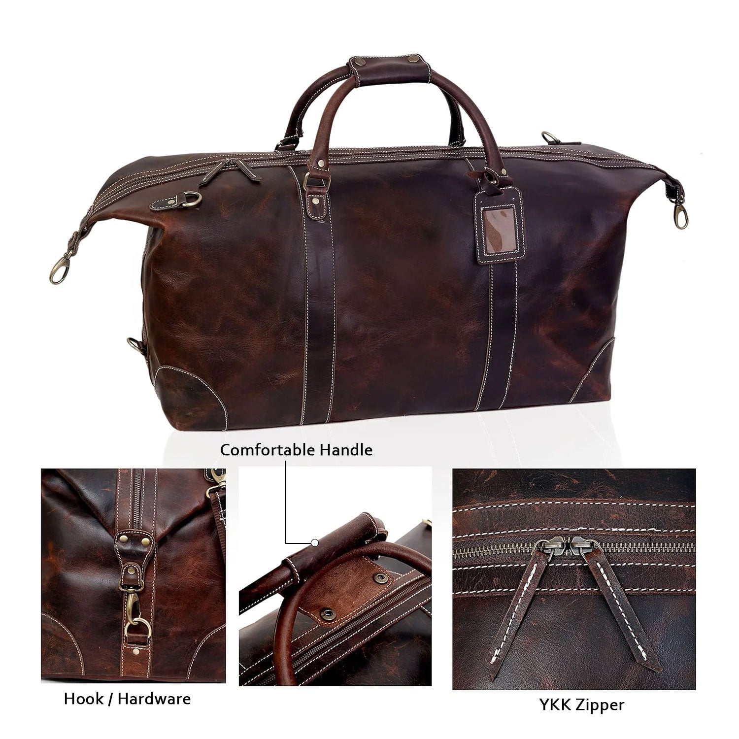 Voyager Buffalo Leather Travel Duffel Bag - Retro Brown