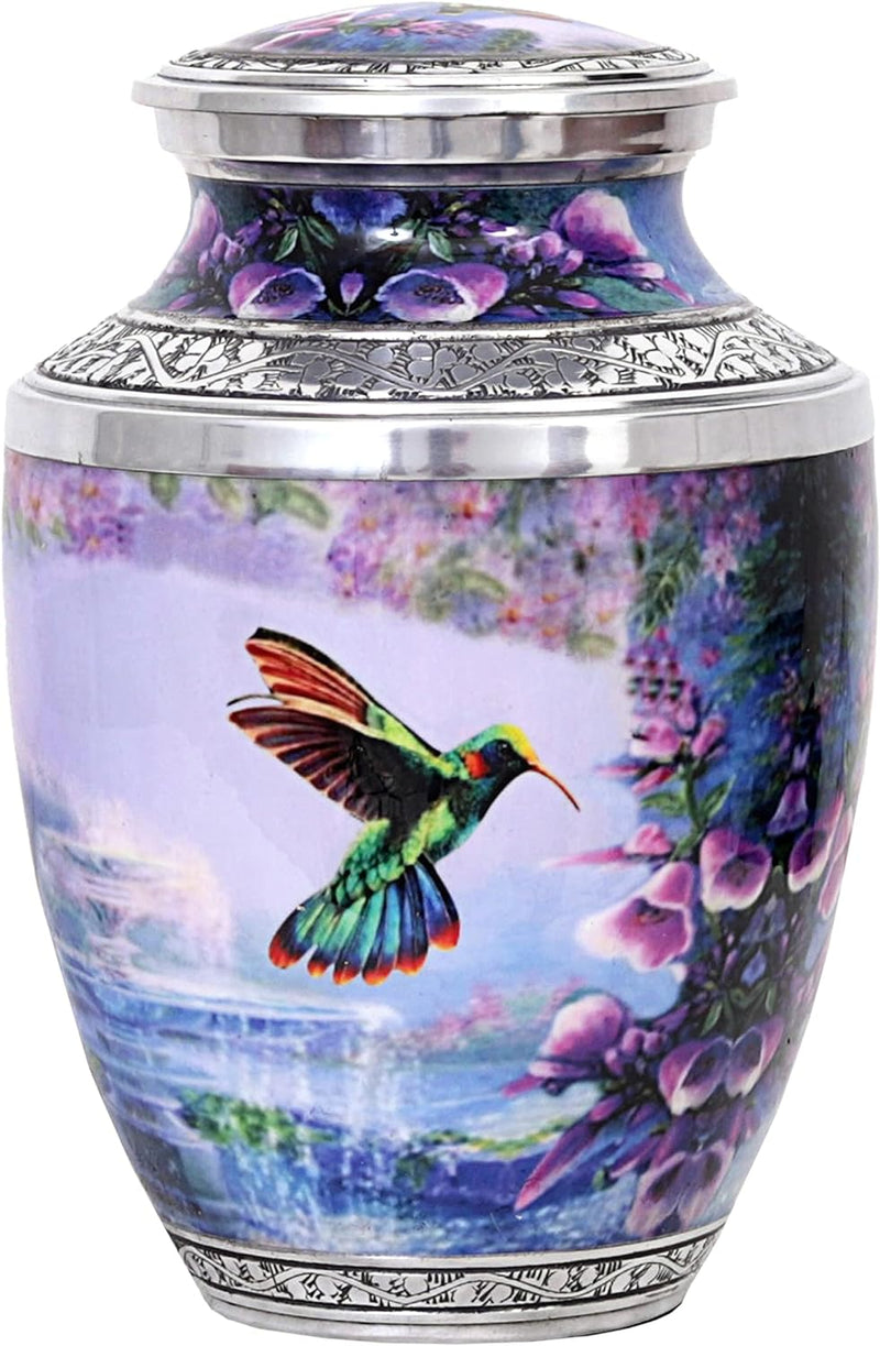 HLC Handcrafted Humming Bird Urn for Human Ashes - Adult Funeral Cremation Urn Handcrafted - Affordable Urn for Ashes (Adult (200 lbs) – 10.5 x 6 “, Decorative Cremation Urn)