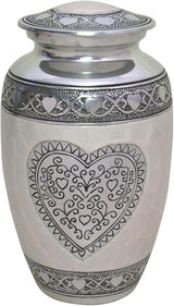 Urns Heart Cremation Urn - Funeral Urn for Human Ashes - Burial urn with Detailed Engraving - 100% Aluminum- Adult Large Size up to 200 lbs