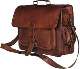 Retro Buffalo Hunter Leather 16-Inch Laptop Messenger Bag: The Classic Office and College Briefcase (Brown)