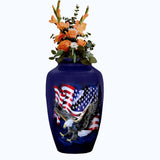 Blue Eagle with USA Flag Urn for Human Ashes - Adult Funeral Cremation Urn Handcrafted - Affordable Urn for Ashes (Adult (200 lbs) – 10.5 x 6 “