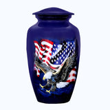 Blue Eagle with USA Flag Urn for Human Ashes - Adult Funeral Cremation Urn Handcrafted - Affordable Urn for Ashes (Adult (200 lbs) – 10.5 x 6 “