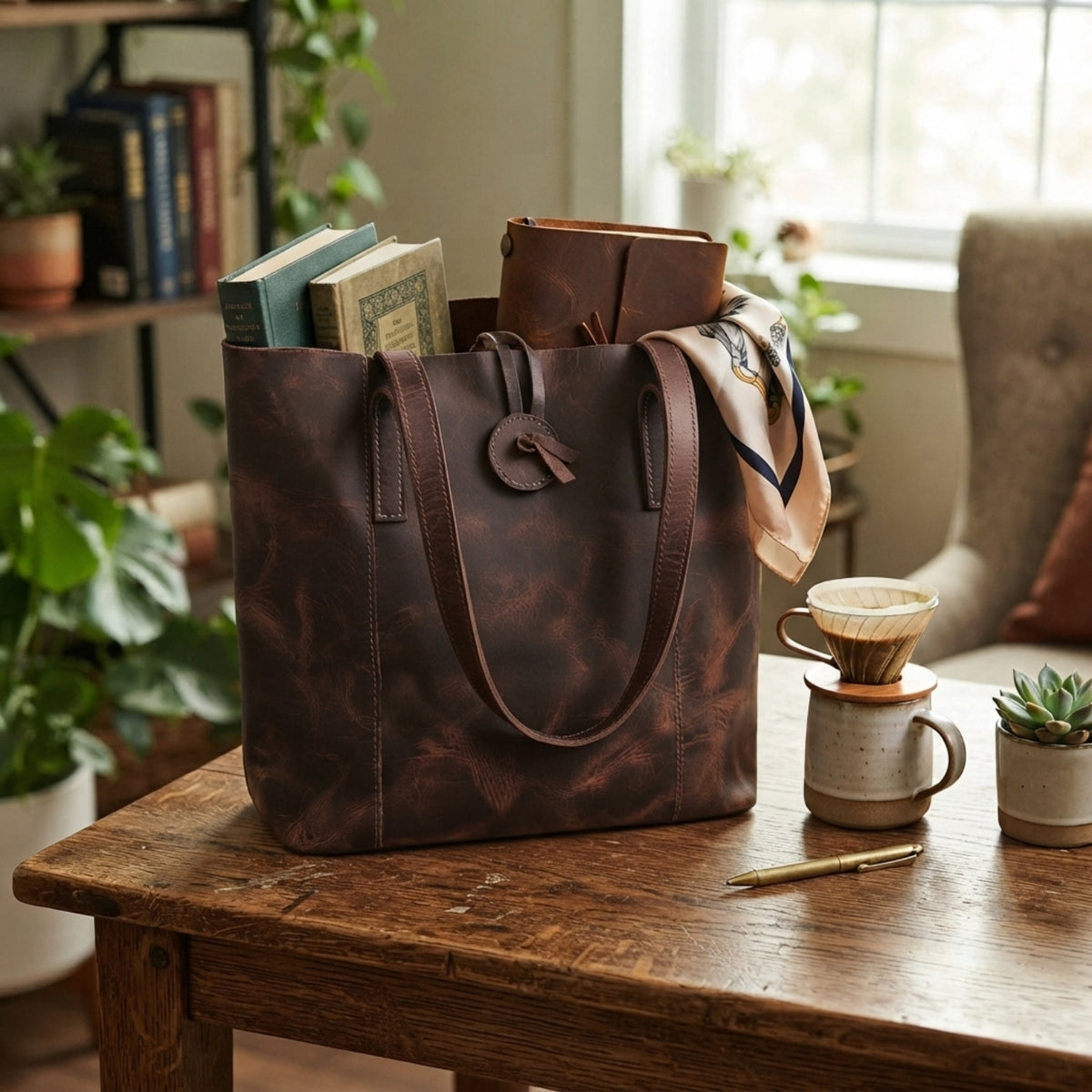 Camila Buffalo Leather Tote Bag
