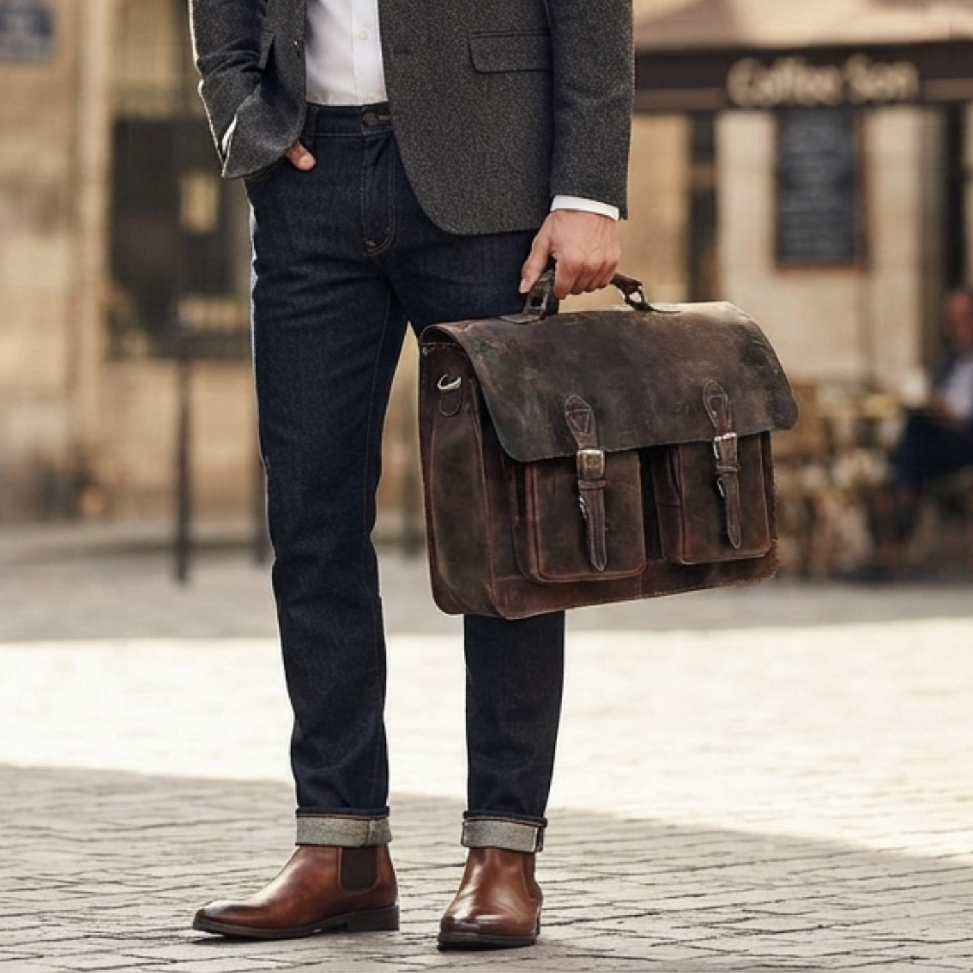 Ashford Buffalo Leather Messenger Bag