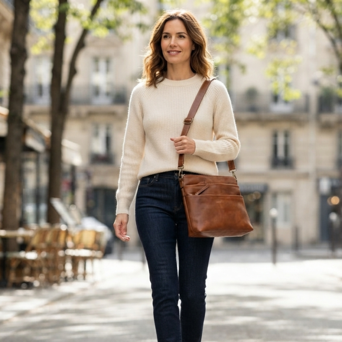 Bailey Tan Leather Crossbody Bag