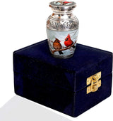 Small Cardinal Couple Bird Lovely Keepsake Urn Qnty 1 - Keepsake Urn for Human Ashes with 1 Velvet Box Bag - Mini Memorial Affordable Keepsake Urn (4.5.in)