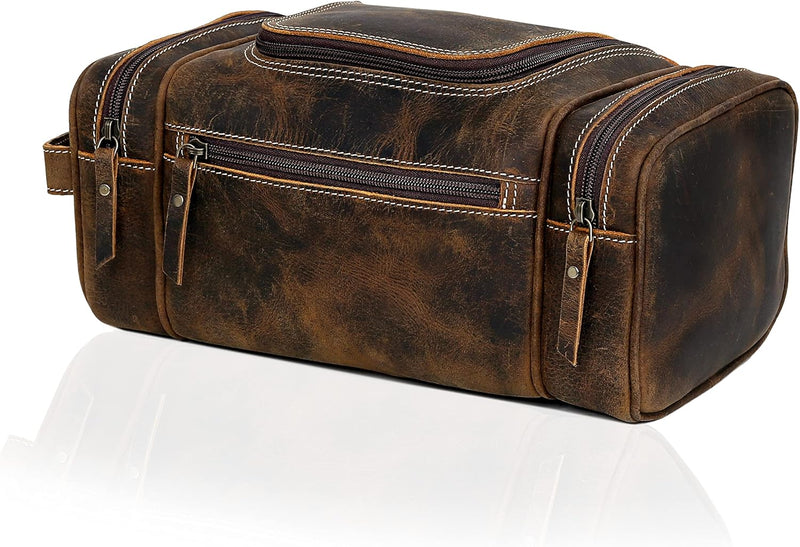 Leather Toiletry Bag for Men Extra Large Leather Men s Toiletry Bag for Traveling Real Leather Dopp Kit for Men Leather Shaving Bag for Travel