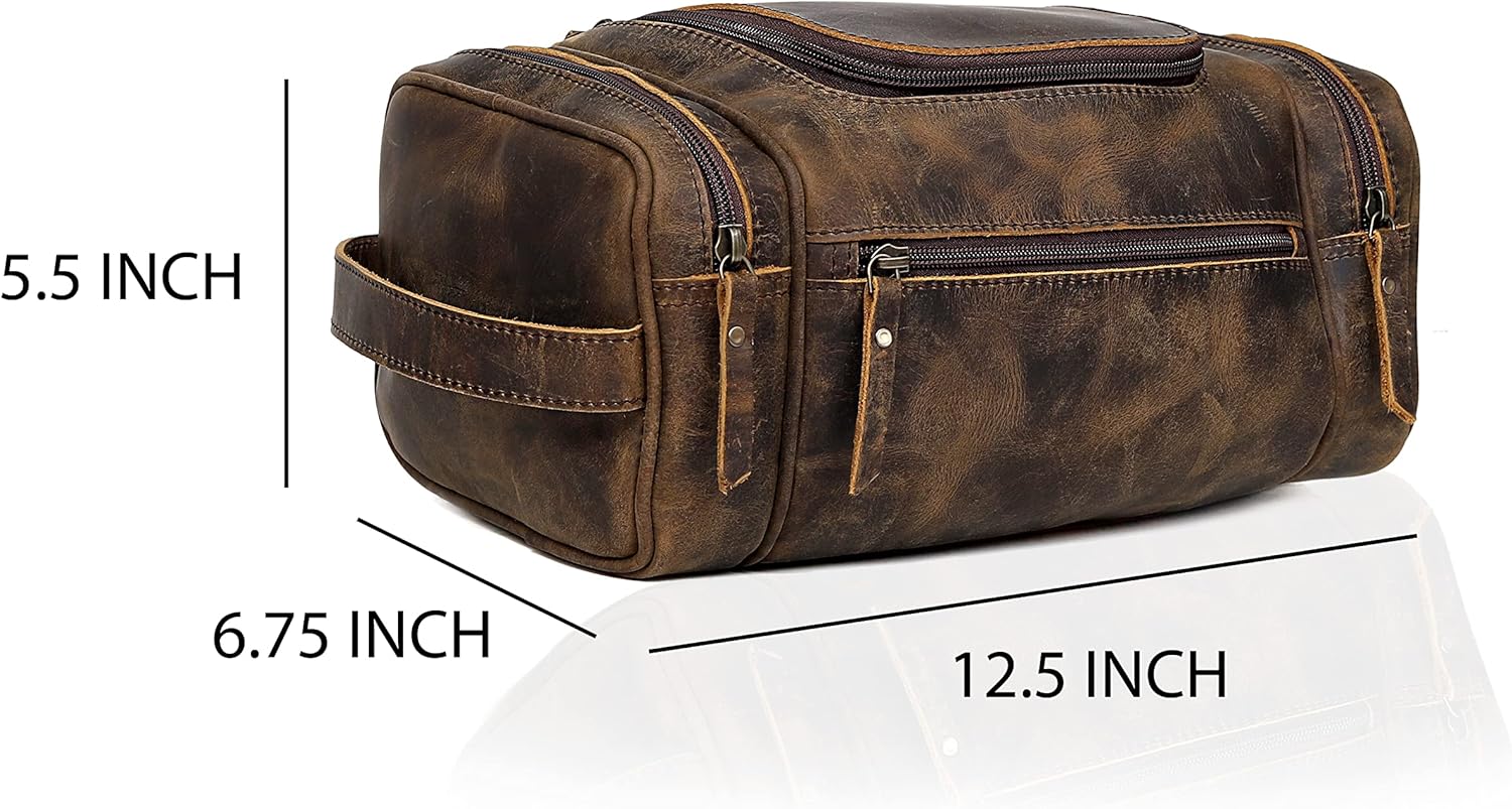 Leather Toiletry Bag for Men and Women Travel Dopp Kit Groomsmen Gift