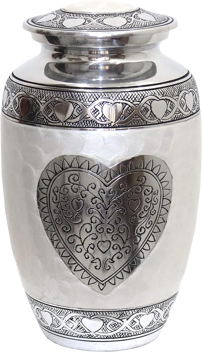 Urns Heart Cremation Urn - Funeral Urn for Human Ashes - Burial urn with Detailed Engraving - 100% Aluminum- Adult Large Size up to 200 lbs