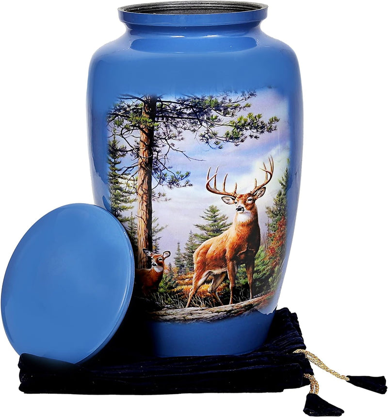 Cremation Urn, Adult Urns for Ashes - Grazing Deer Adult Handcrafted - Affordable Urn for Ashes (Adult (200 lbs) – 10.5 x 6 “, with Nice Velvet Bag