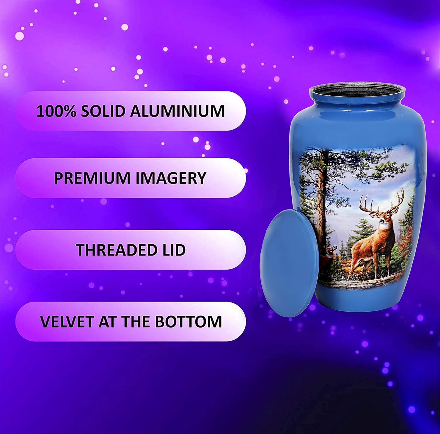 Cremation Urn, Adult Urns for Ashes - Grazing Deer Adult Handcrafted - Affordable Urn for Ashes (Adult (200 lbs) – 10.5 x 6 “, with Nice Velvet Bag