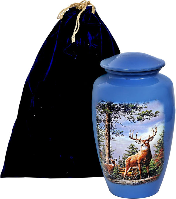 Cremation Urn, Adult Urns for Ashes - Grazing Deer Adult Handcrafted - Affordable Urn for Ashes (Adult (200 lbs) – 10.5 x 6 “, with Nice Velvet Bag