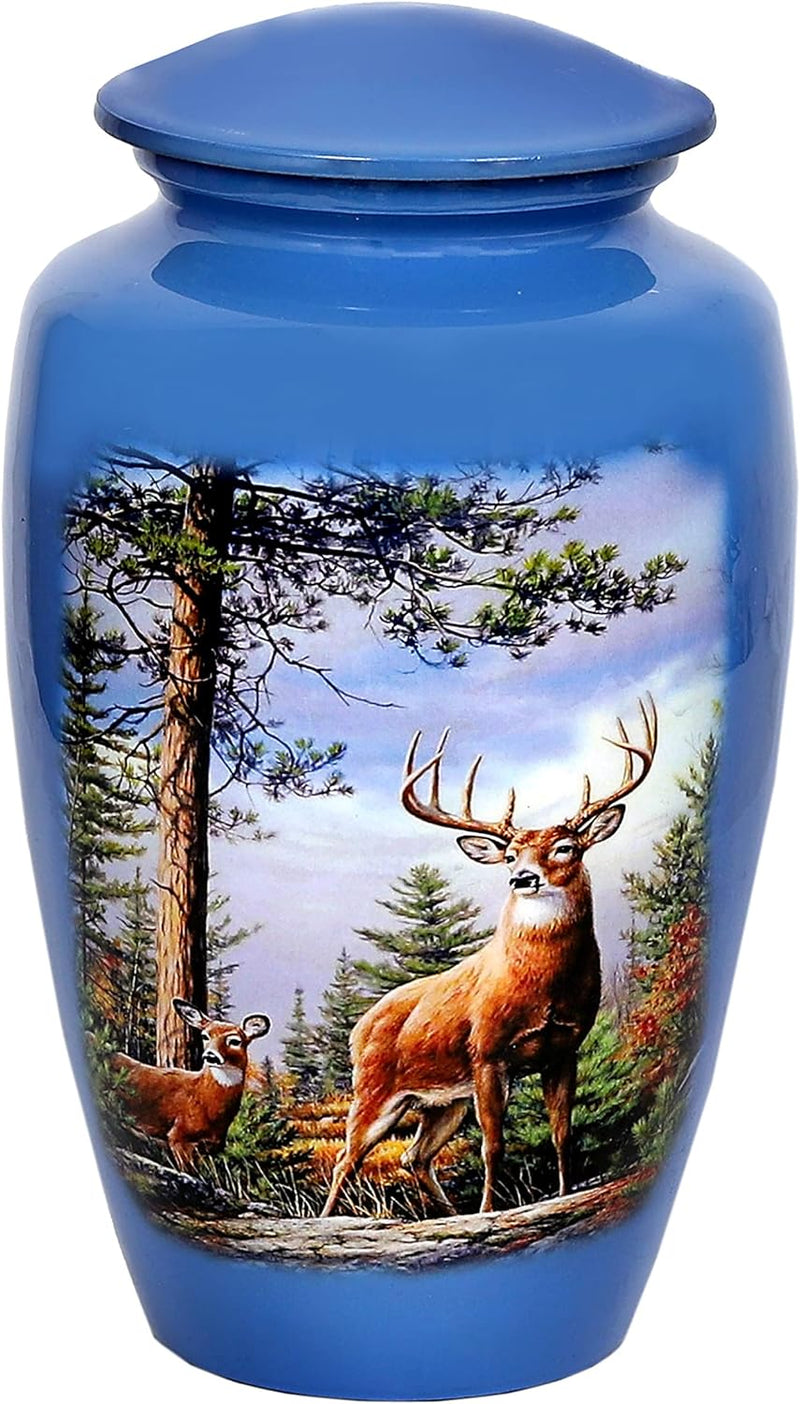 Cremation Urn, Adult Urns for Ashes - Grazing Deer Adult Handcrafted - Affordable Urn for Ashes (Adult (200 lbs) – 10.5 x 6 “, with Nice Velvet Bag