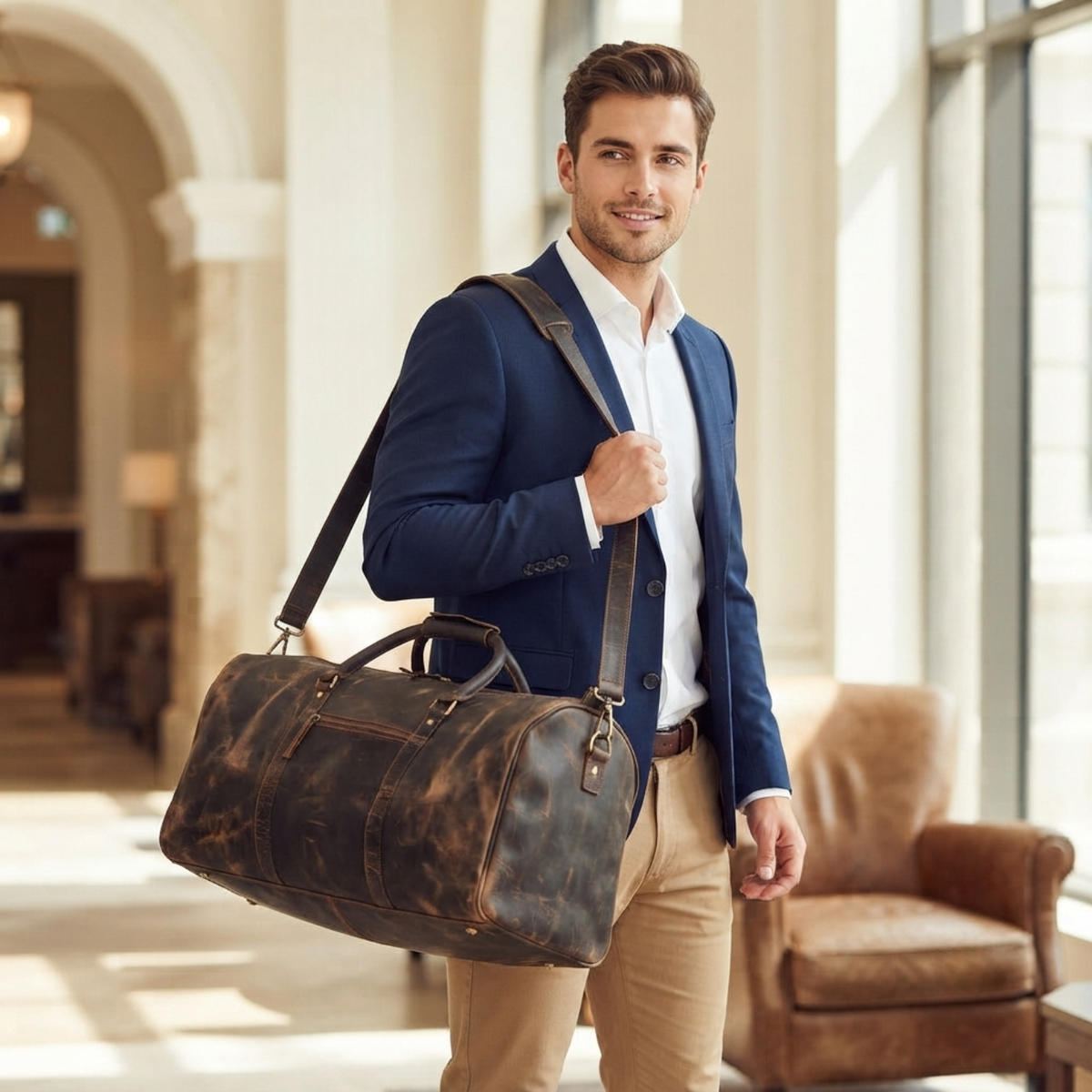 Jason Leather Duffle Bag for Men