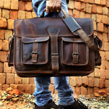 Vintage Brown Leather Laptop Messenger Bag: The Classic Briefcase Satchel for Men and Women