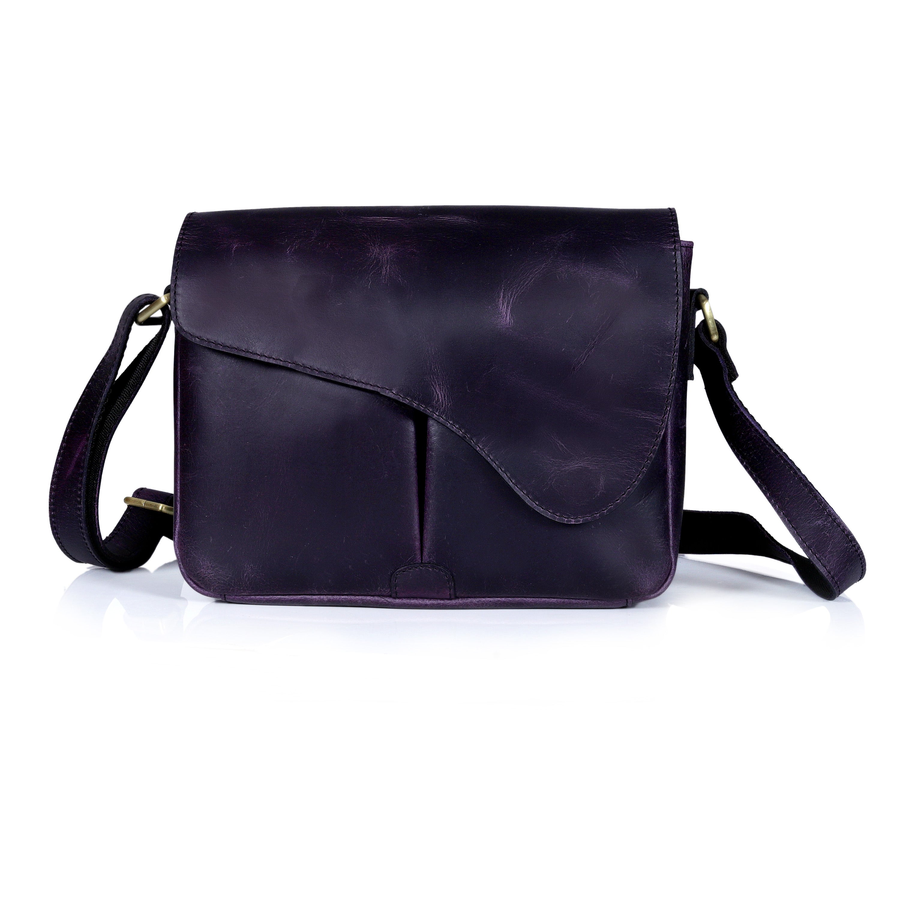 Chic Purple Leather Crossbody Bag