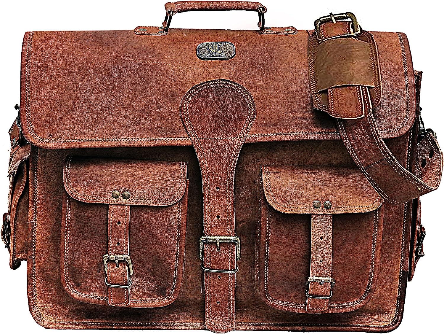 Classic Elegance:- Handmade Leather Travel Messenger Bag for Men and Women (Available in 3 sizes 14" , 16" and 18") (Assorted Colors) - Vintage Leather Satchel Bag - Vintage Leather Office And College Messenger Bag