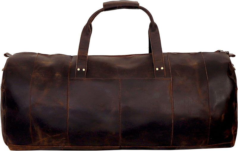Premium Brown Vintage Leather Weekender Duffel Bag for Men and Women: Your Ideal Travel, Gym, and Overnight Companion - Vintage Leather bag