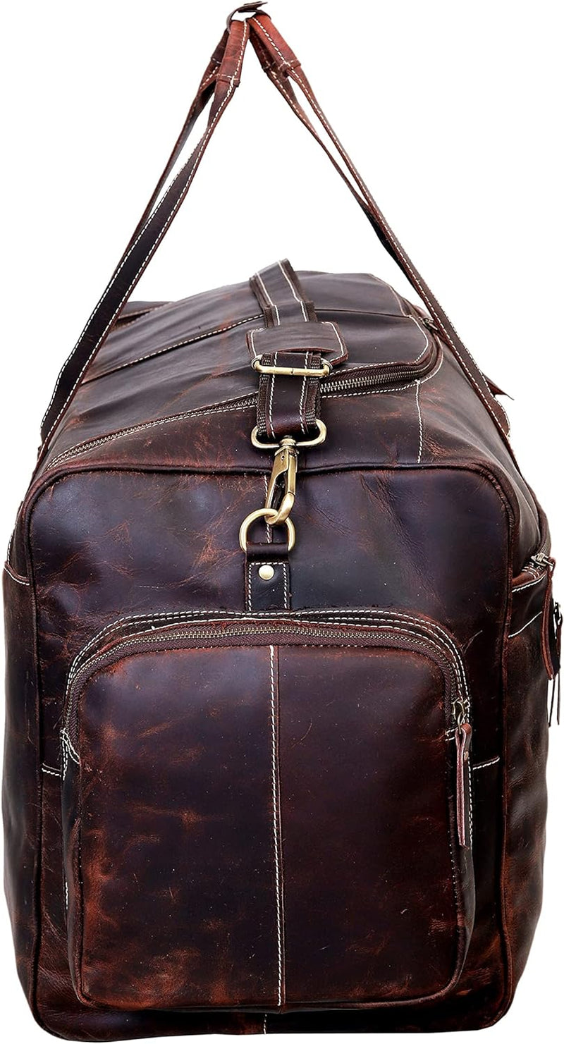 Ultimate 28-Inch Vintage Leather Men's Travel Duffel: The Ideal Overnight Gym, Sports, and Weekend Companion