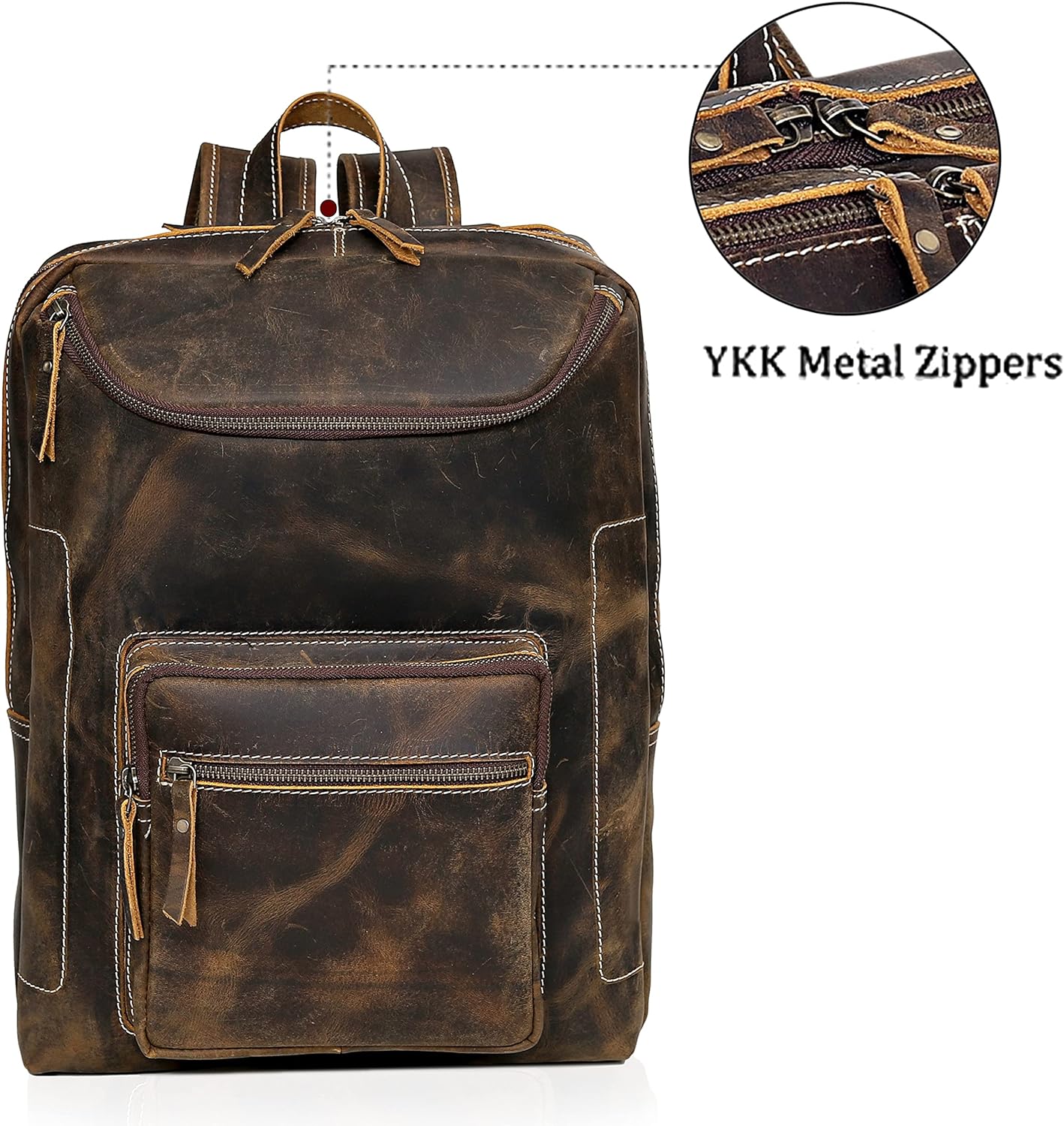 Classic Brown Leather Laptop Backpack: Vintage Elegance for Business and Travel 15.6" size