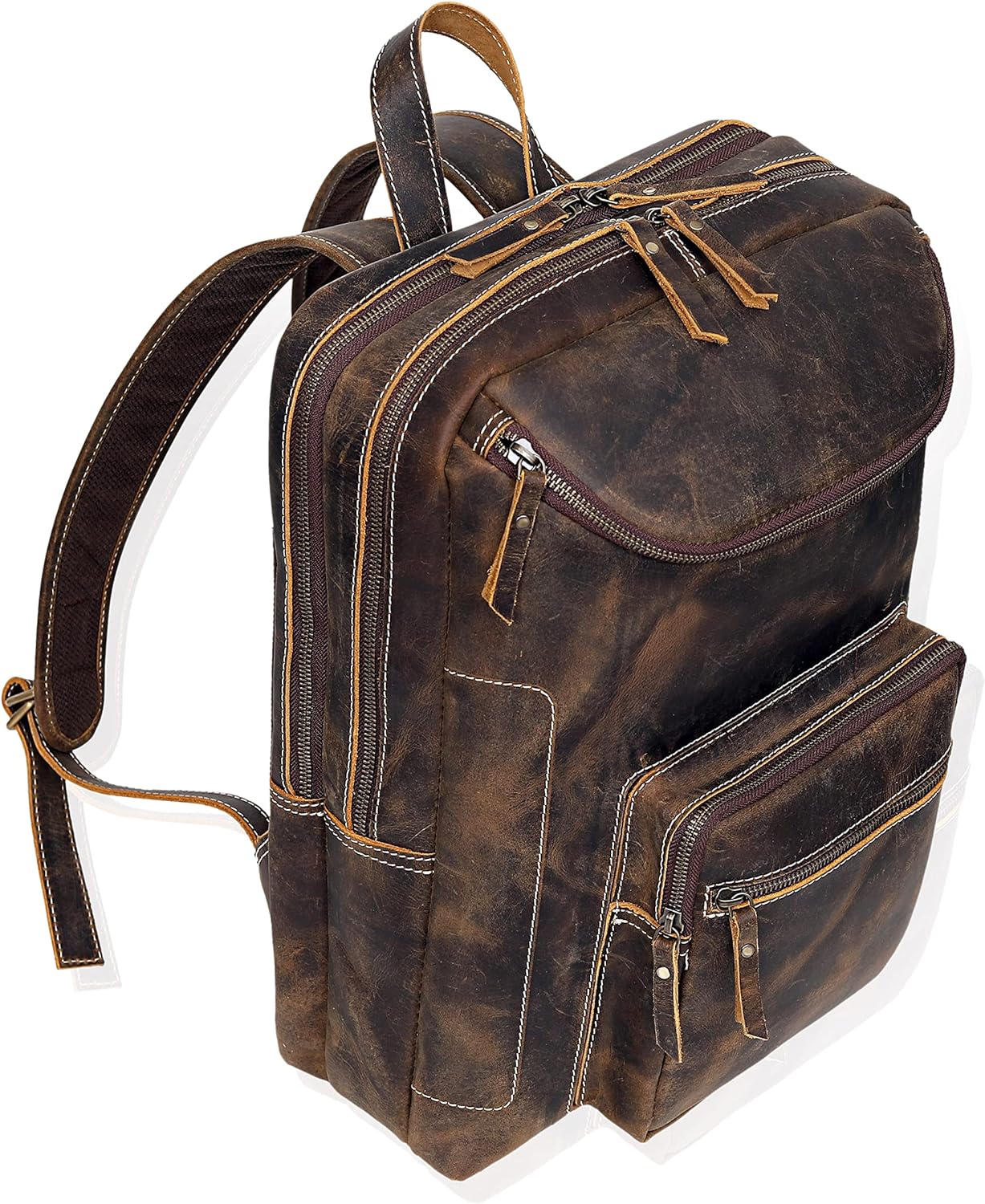 Classic Brown Leather Laptop Backpack: Vintage Elegance for Business and Travel 15.6" size