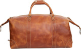 24-Inch Buffalo Leather Travel Duffel Bag: Your Ultimate Luggage Bag for Gym, Travel, and Weekends (Tan) - Vintage Leather Bag