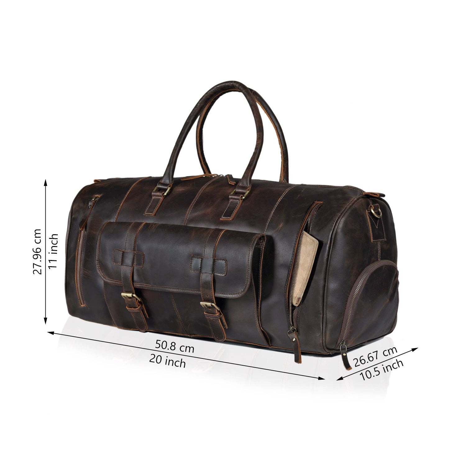 Denali Brown Shoe Leather Duffle Bag for Men