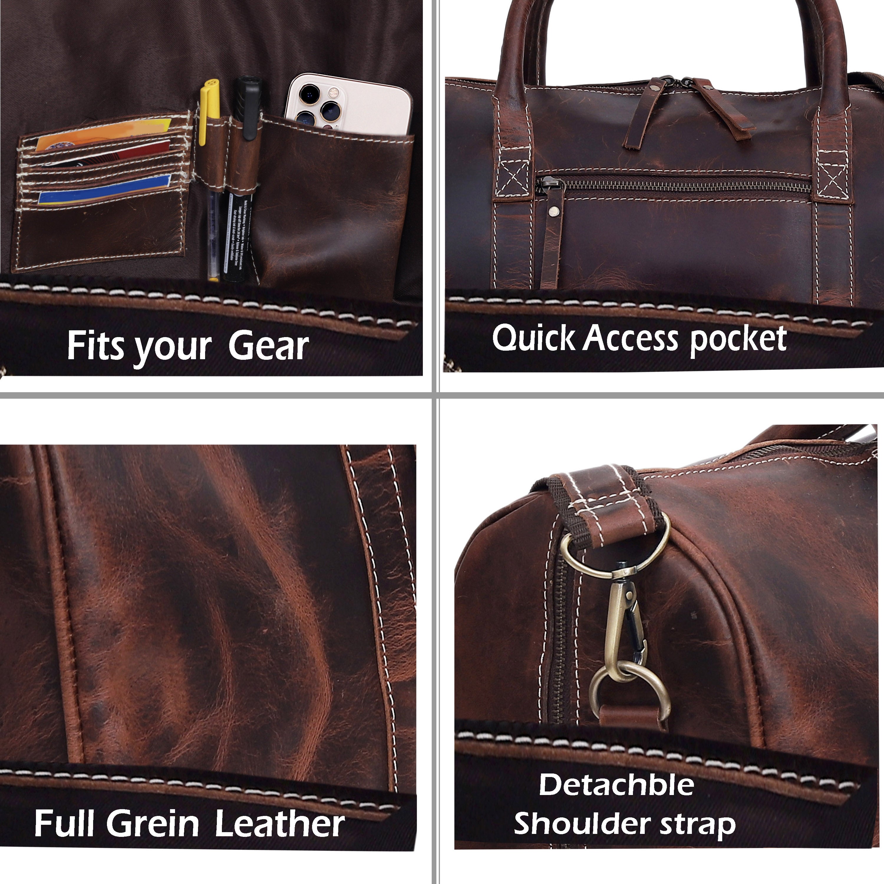 Roosevelt Brown Buffalo Leather Duffle Bag