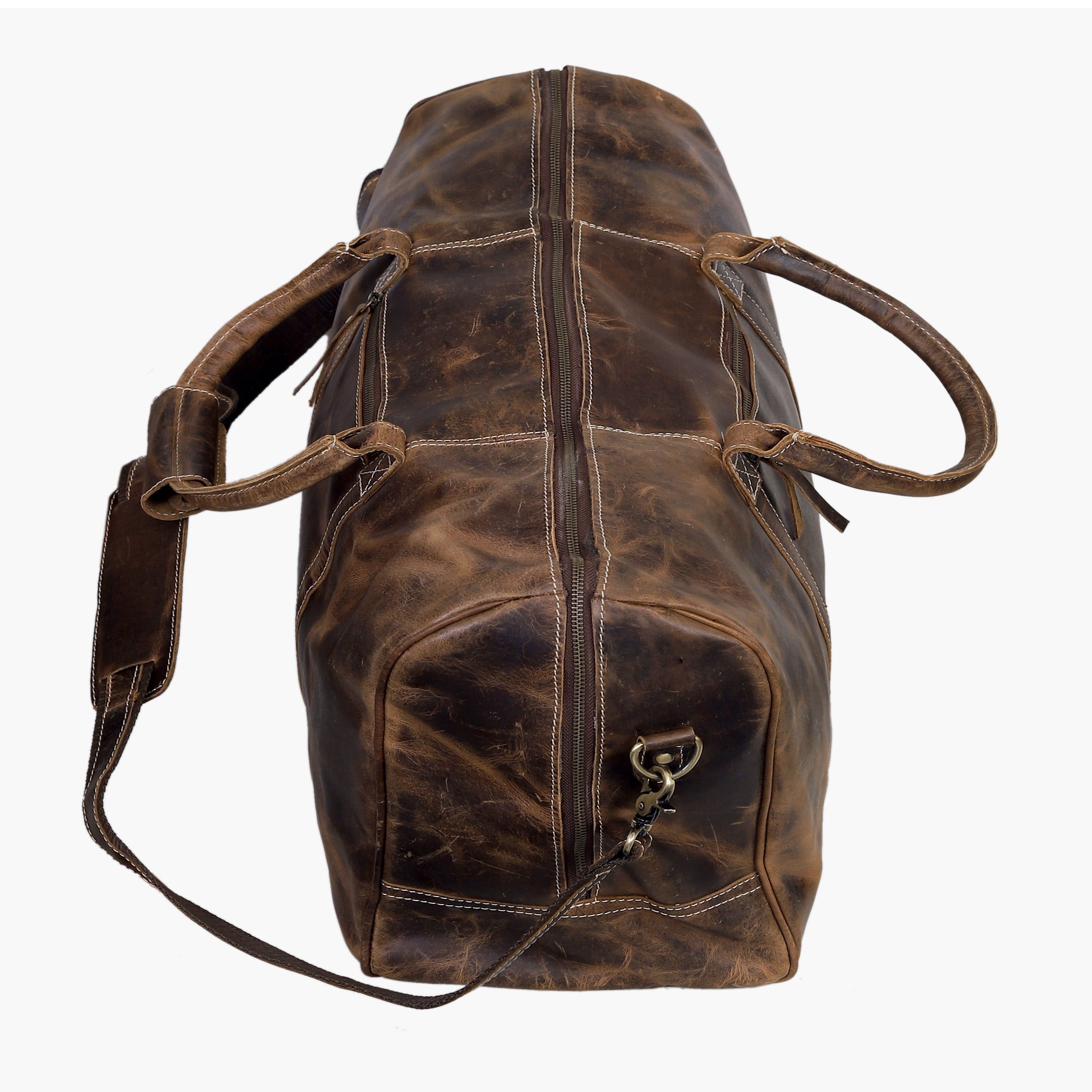 Roosevelt Brown Buffalo Leather Duffle Bag