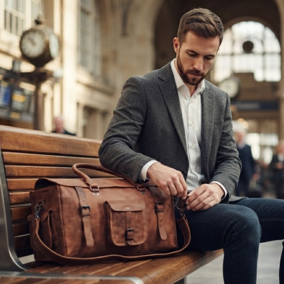 Aspen Leather Weekender Flap Duffle Bag